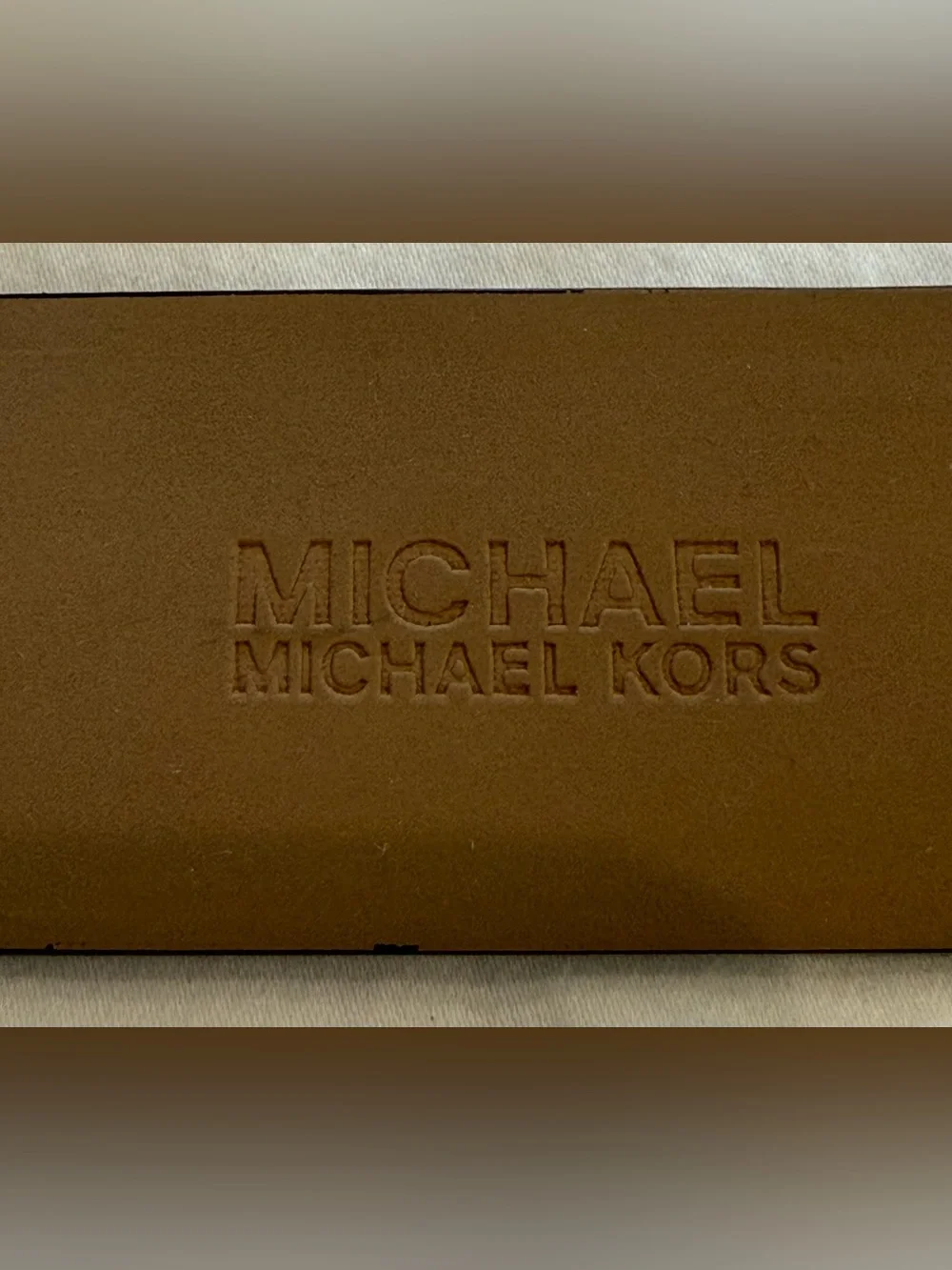 Michael Kors Black Textured Leather Belt with Round Silver Buckle